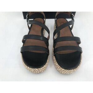Naturalizer Sandals Womens 10 Peridot Black Faux Leather Espadrille Platform‎